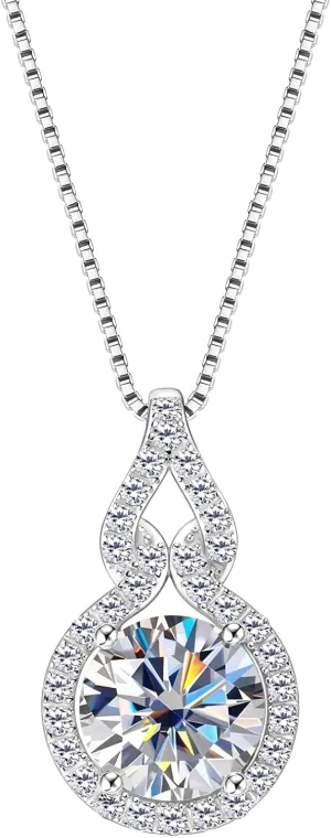 1-3CT Moissanite Infinity Pendant Necklace for Women, D Color VVS1 Clarity 925 Sterling Silver Gourd Pendant Gift for Mom Wife Birthday Wedding Jewelry