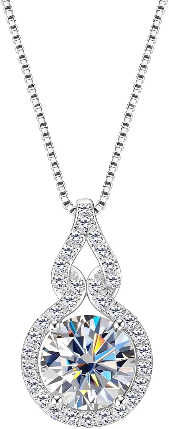 1-3CT Moissanite Infinity Pendant Necklace for Women, D Color VVS1 Clarity 925 Sterling Silver Gourd Pendant Gift for Mom Wife Birthday Wedding Jewelry