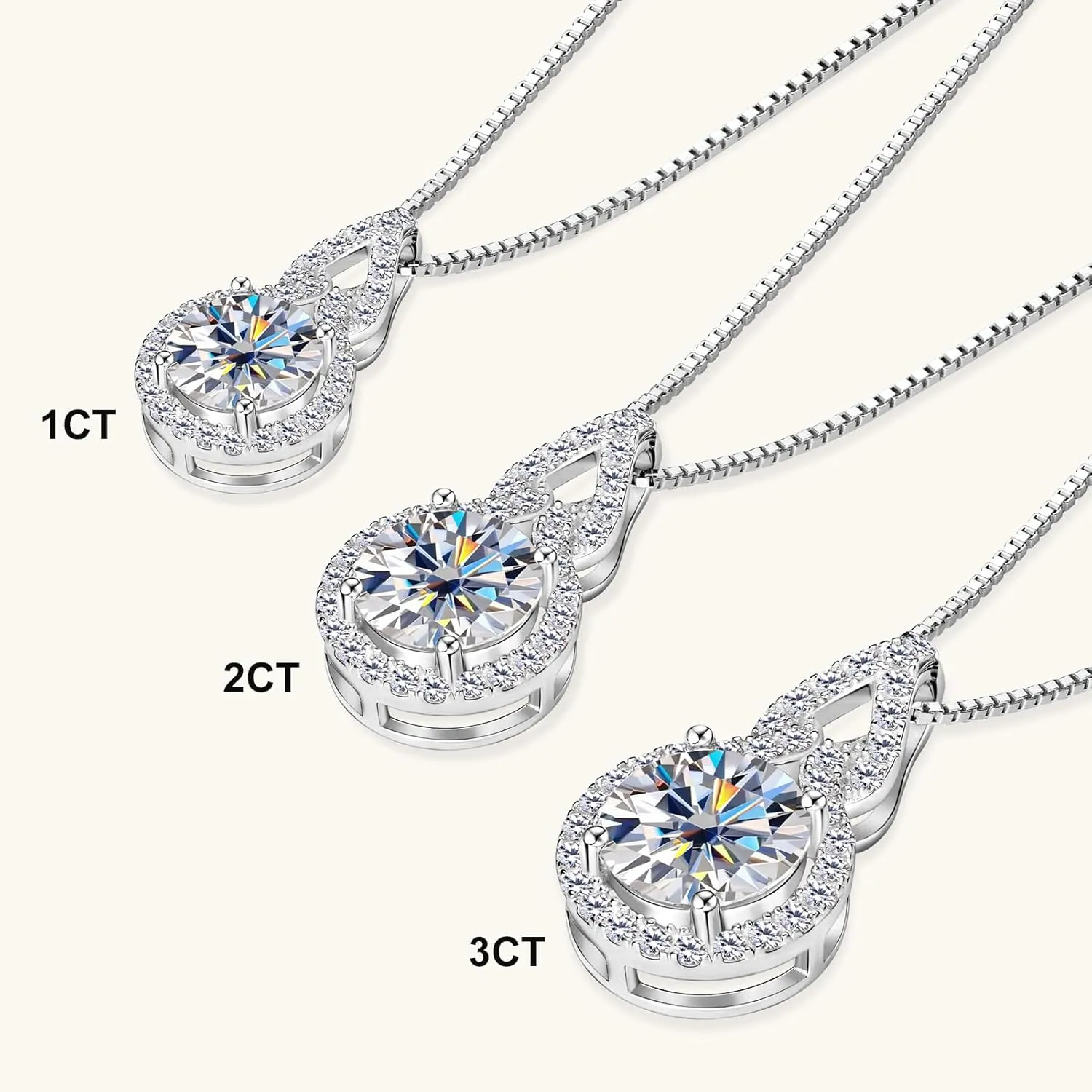 1-3CT Moissanite Infinity Pendant Necklace for Women, D Color VVS1 Clarity 925 Sterling Silver Gourd Pendant Gift for Mom Wife Birthday Wedding Jewelry