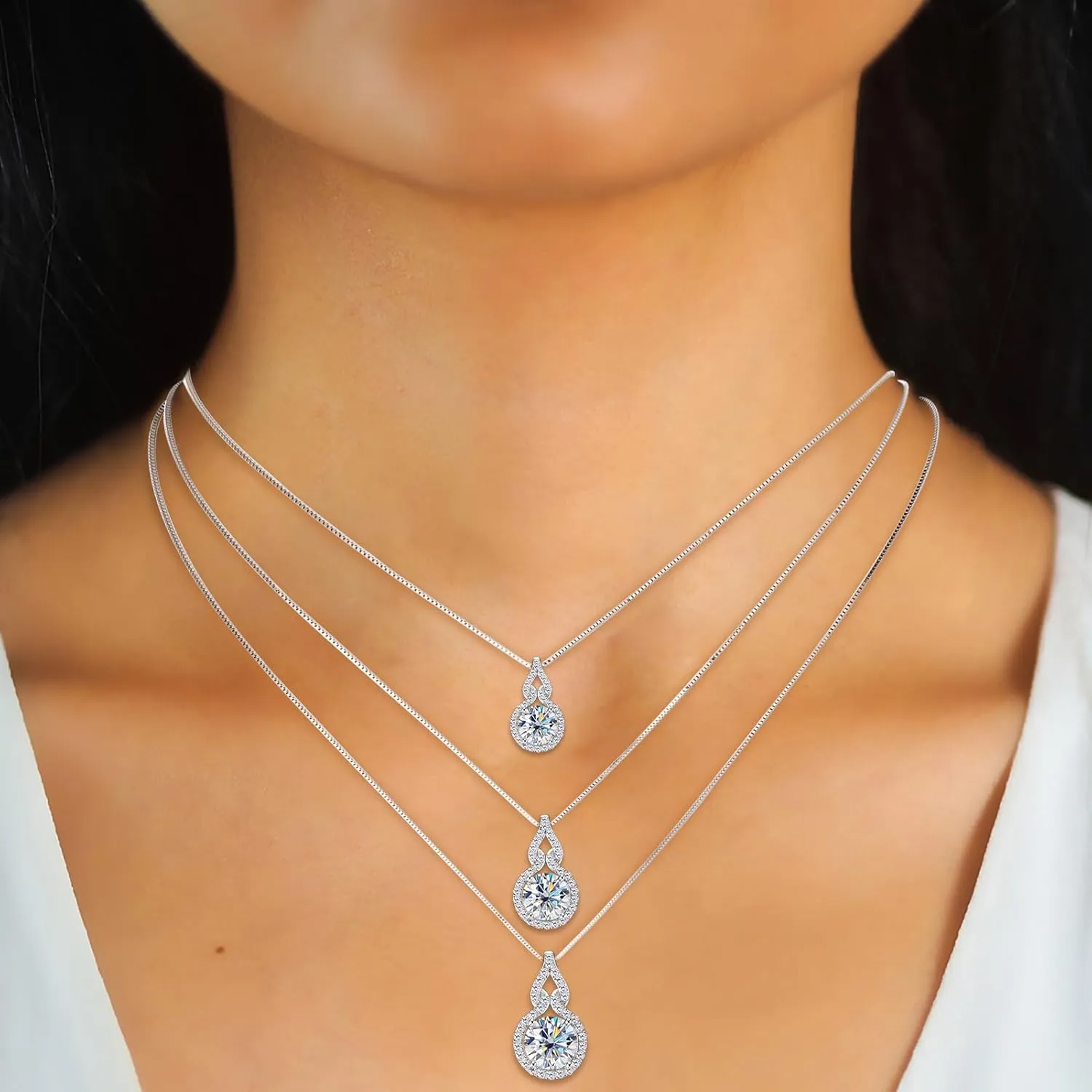 1-3CT Moissanite Infinity Pendant Necklace for Women, D Color VVS1 Clarity 925 Sterling Silver Gourd Pendant Gift for Mom Wife Birthday Wedding Jewelry