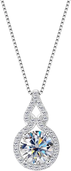1-3CT Moissanite Infinity Pendant Necklace for Women, D Color VVS1 Clarity 925 Sterling Silver Gourd Pendant Gift for Mom Wife Birthday Wedding Jewelry