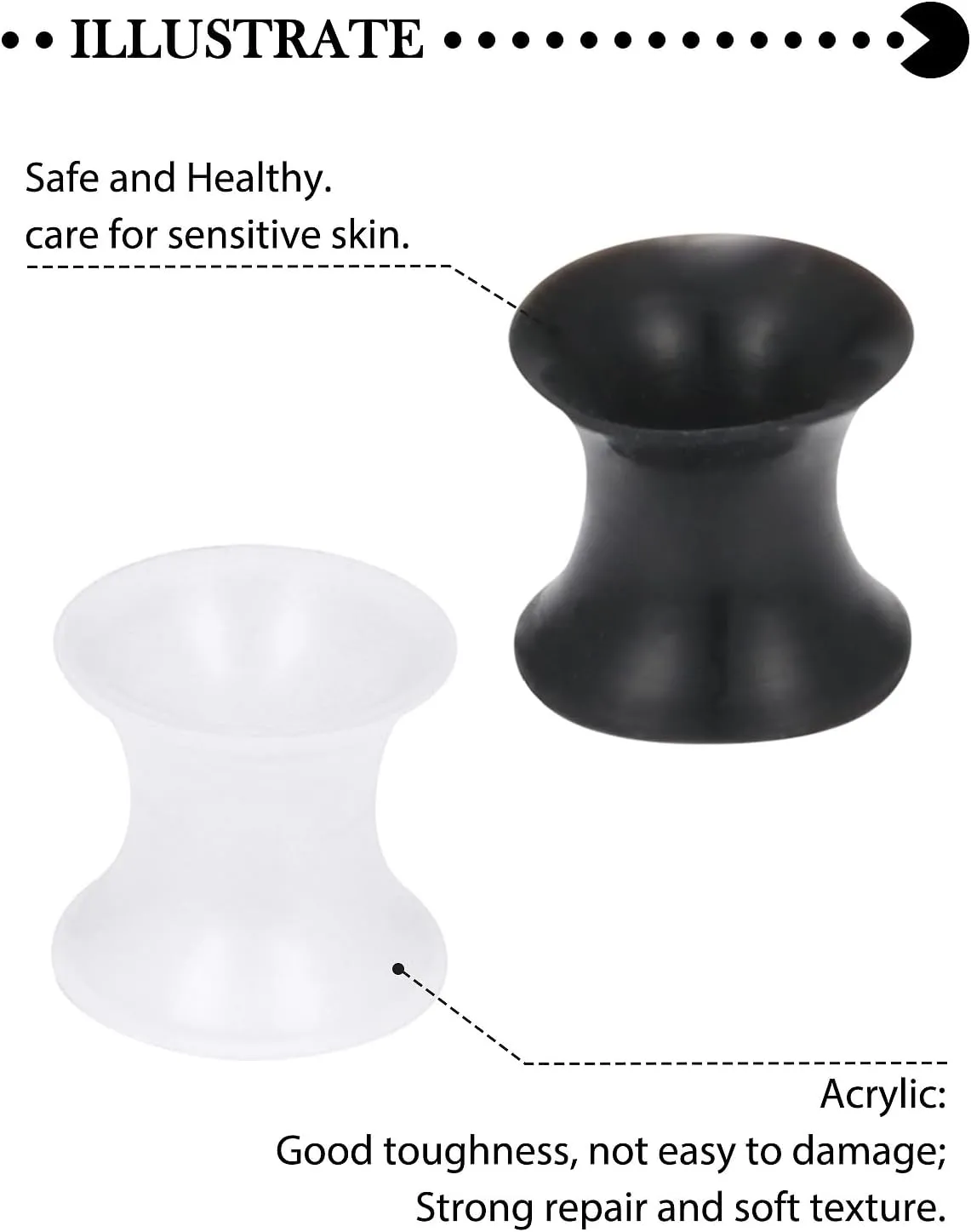 10G-50mm Black Clear Silicone Ear Gauges Tunnels Soft Rubber Ear Gauges Earrings Double Flared Flexible Tunnels Earrings for Women Men