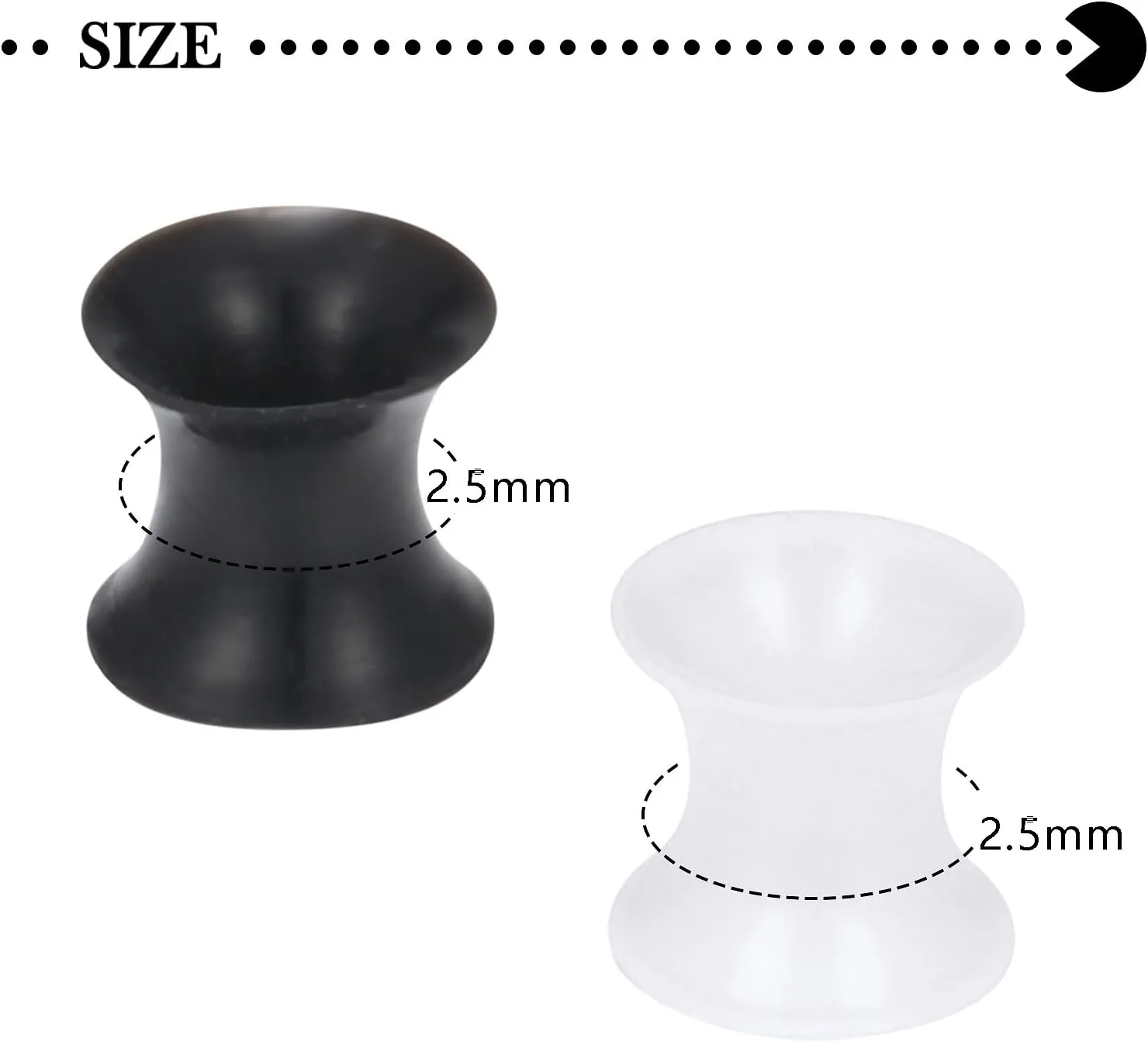 10G-50mm Black Clear Silicone Ear Gauges Tunnels Soft Rubber Ear Gauges Earrings Double Flared Flexible Tunnels Earrings for Women Men