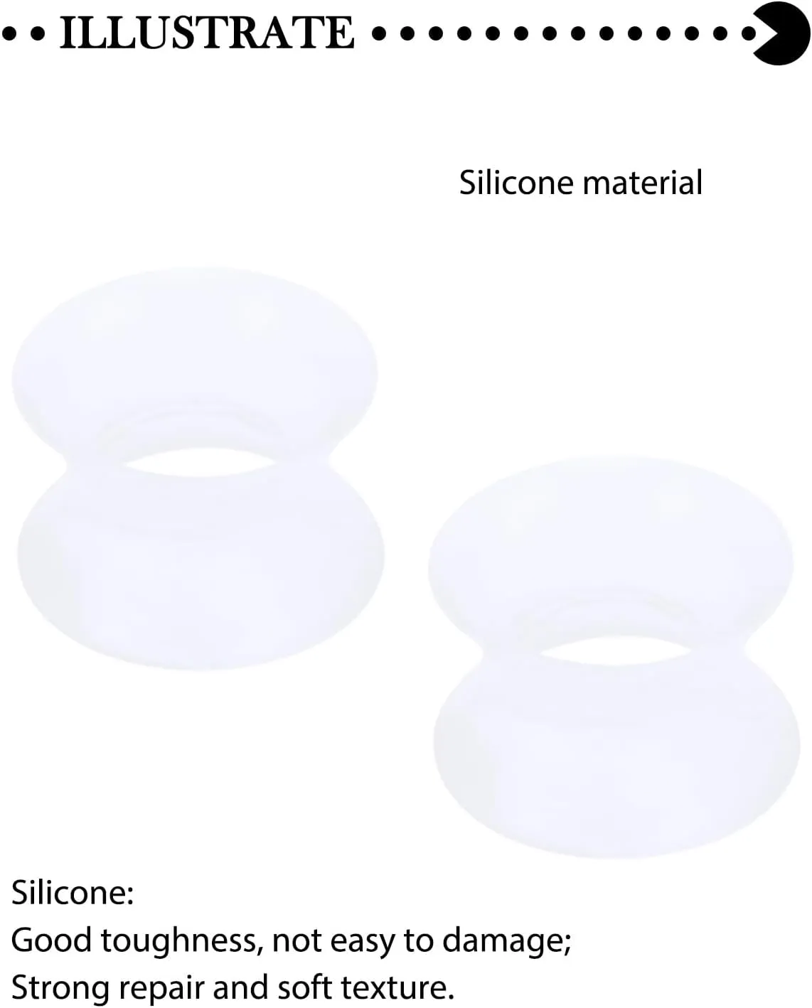 10G 8G 6G 4G 2G 0G 00G 12mm 14mm 16mm 18mm 20mm Thin White Silicone Ear Gauges for Ear Silicone Ear Plugs Gauge Tunnels Double Flared Flexible Ear Tunnel Earrings for Women Men