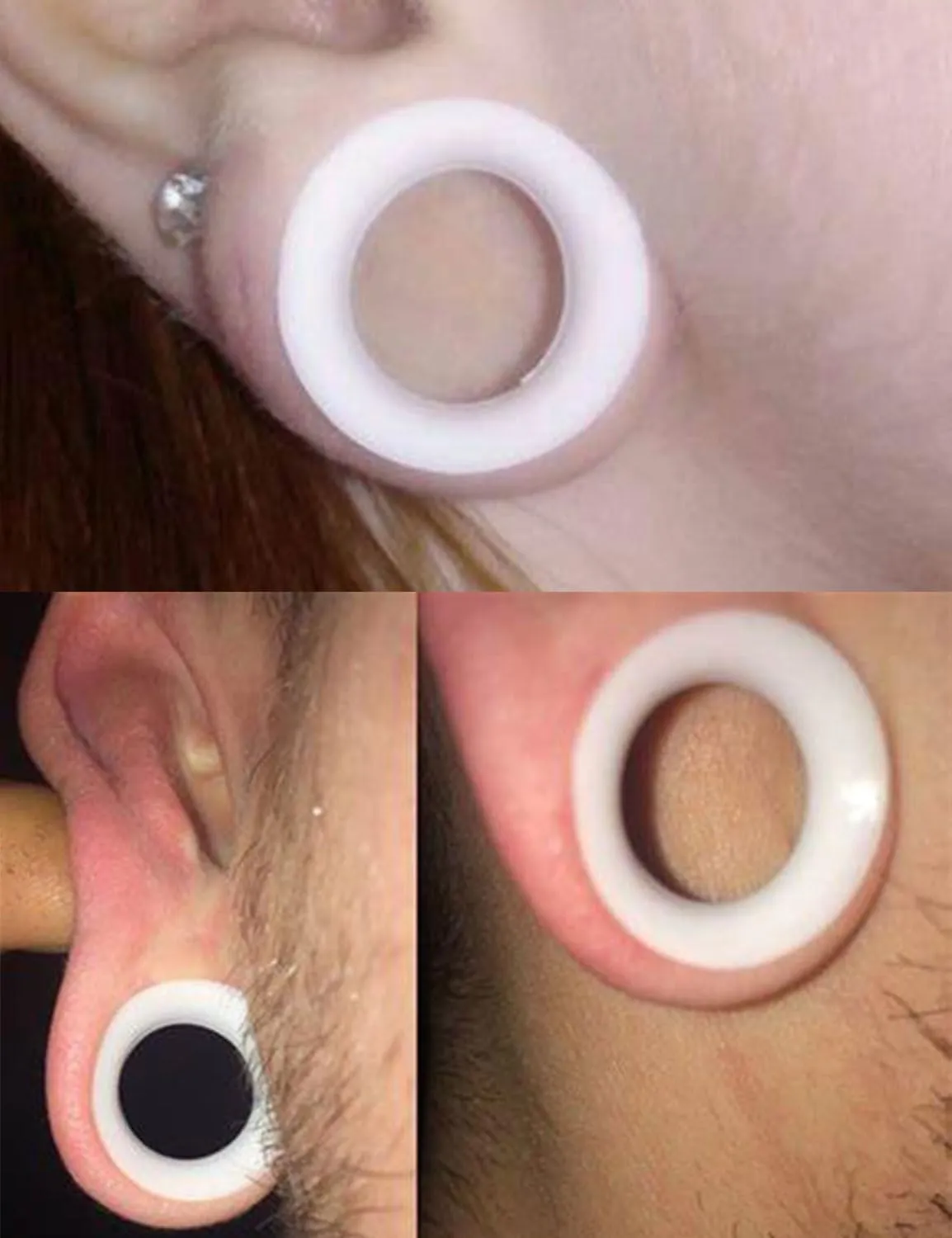 10G 8G 6G 4G 2G 0G 00G 12mm 14mm 16mm 18mm 20mm Thin White Silicone Ear Gauges for Ear Silicone Ear Plugs Gauge Tunnels Double Flared Flexible Ear Tunnel Earrings for Women Men