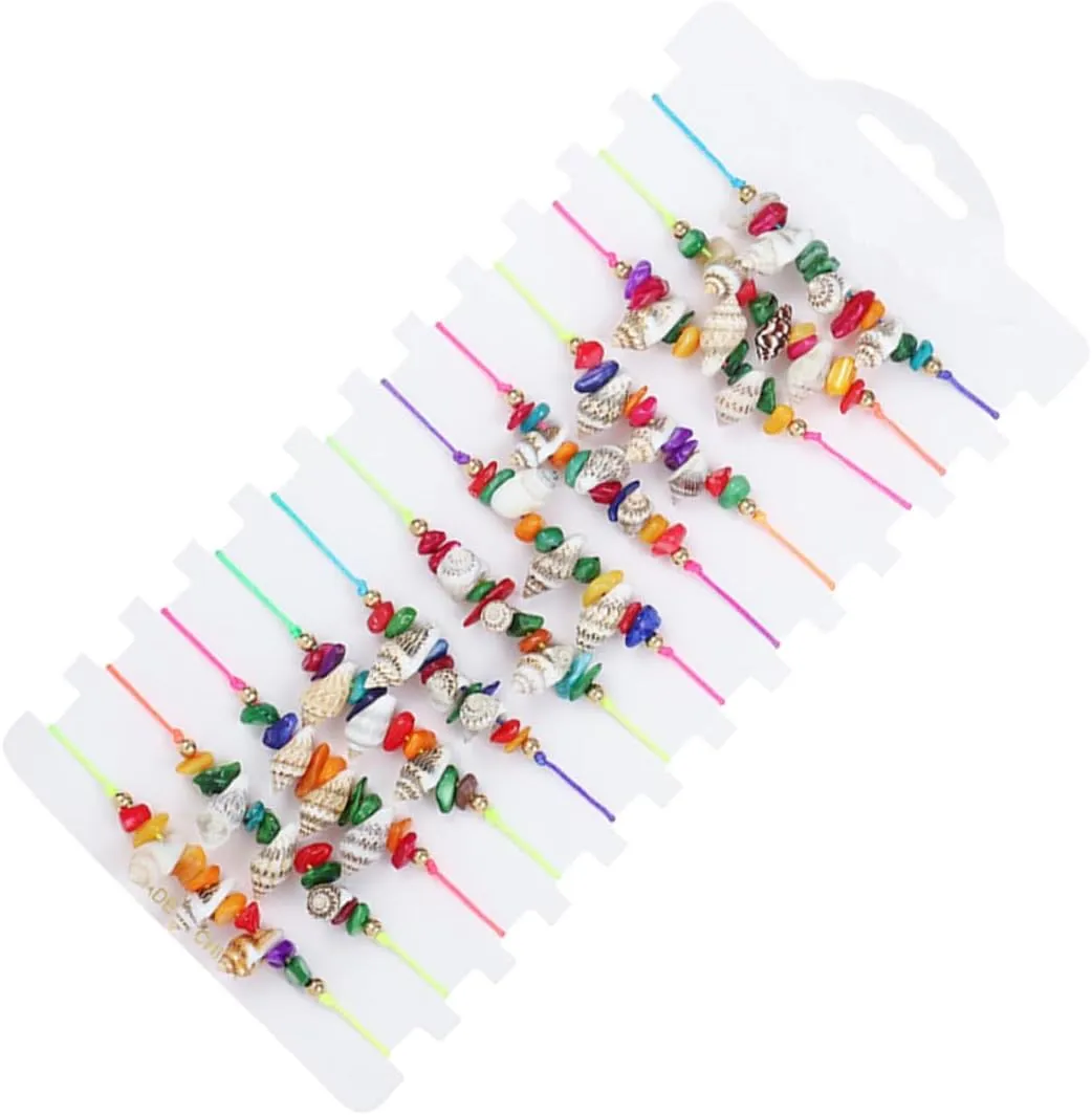 12Pcs Ankle Bracelets for Women Summer Beach Boho Conch Shell Bead Friendship Jewelry Foot Jewelry for Teen and Stylish Beach Lovers
