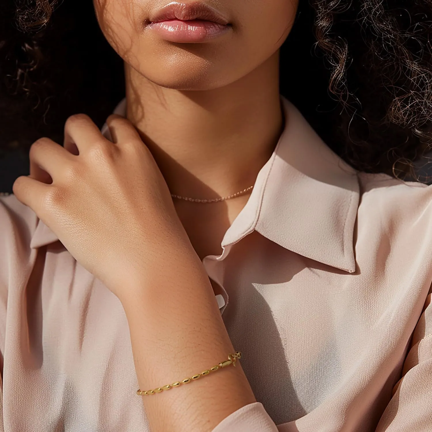 14K Gold Bracelets for Women Bracelets for Men Dainty Bead Chain Bracelet Charm Bracelet for Women Spring Ring Clasp (6.5/7/7.5/8/9 in)