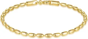 14K Gold Bracelets for Women Bracelets for Men Dainty Bead Chain Bracelet Charm Bracelet for Women Spring Ring Clasp (6.5/7/7.5/8/9 in)