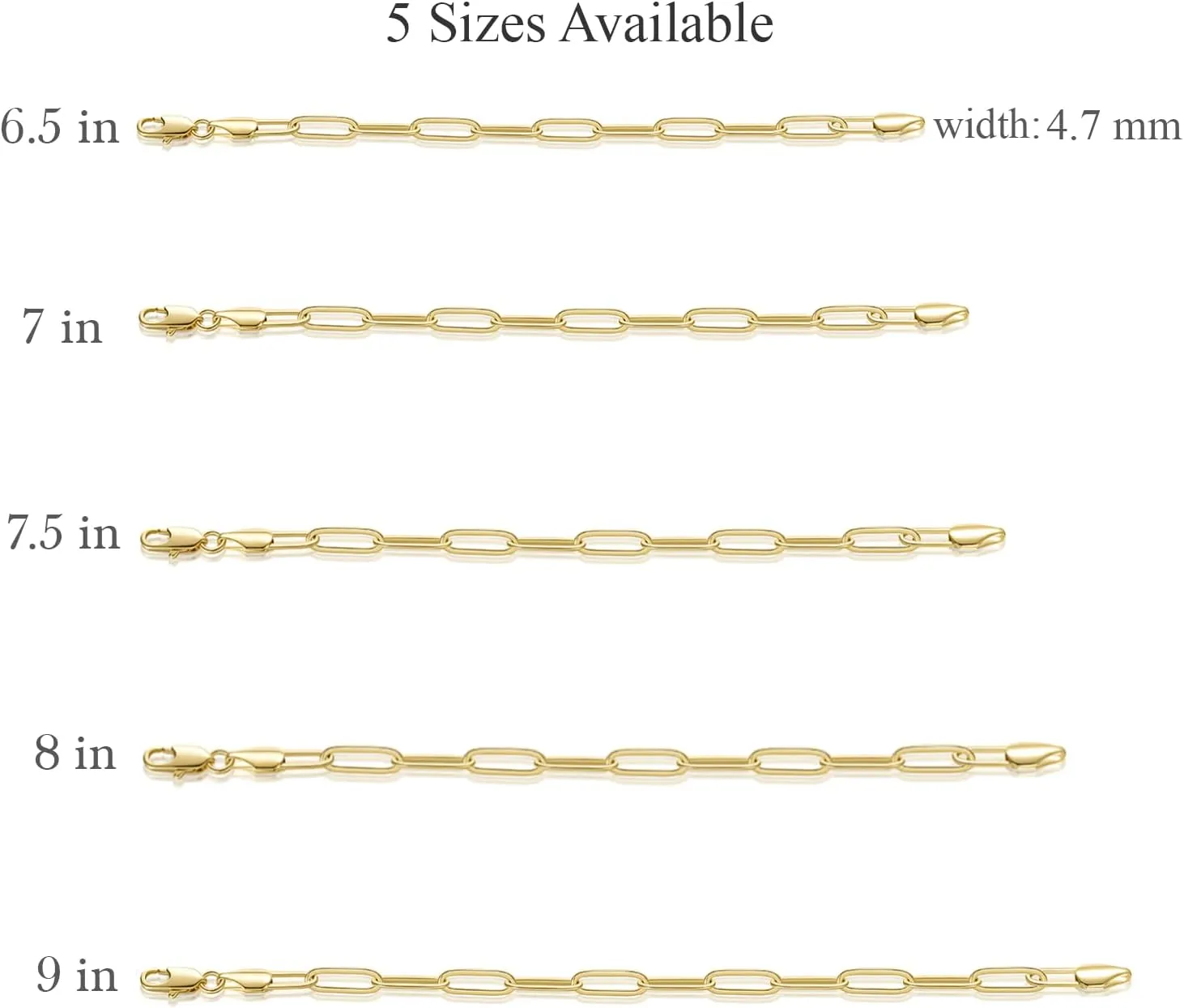 14K Gold Bracelets for Women Non Tarnish Bracelet for Men Paperclip Gold Chain Bracelets 5 Sizes 6.5in-9in Excellent for Stacking and Present