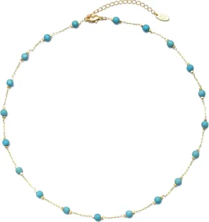 14K Gold Plated Dainty Choker Necklace,Handmade Crystal Beach Beads Necklace Chain Jewelry,Adjustable Gold Chain Delicate Fashion Choker Necklace Jewelry Gift for Women