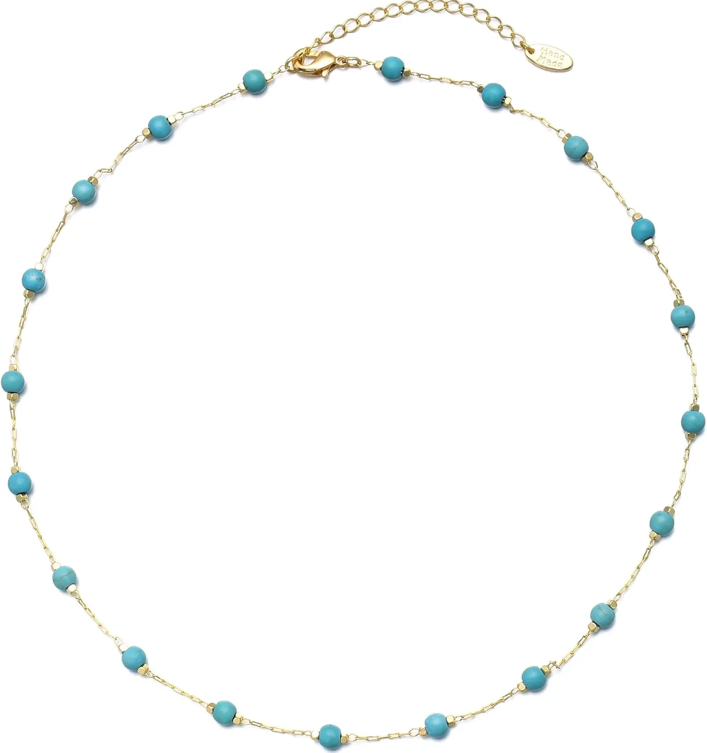 14K Gold Plated Dainty Choker Necklace,Handmade Crystal Beach Beads Necklace Chain Jewelry,Adjustable Gold Chain Delicate Fashion Choker Necklace Jewelry Gift for Women