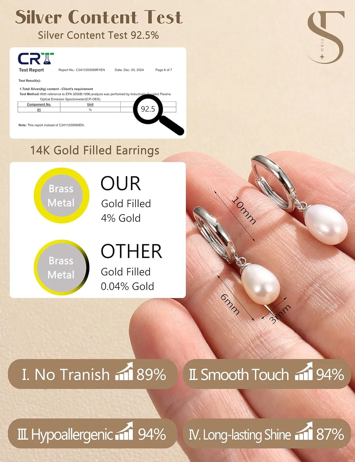 14K Gold Plated S925 Sterling Silver Drop Dangle Earrings for Women - Hypoallergenic Dainty Gold Huggie Hoop Earring CZ Heart Pearl Clam Shell Dainty Charm Drop Dangle Earrings Jewelry Gift