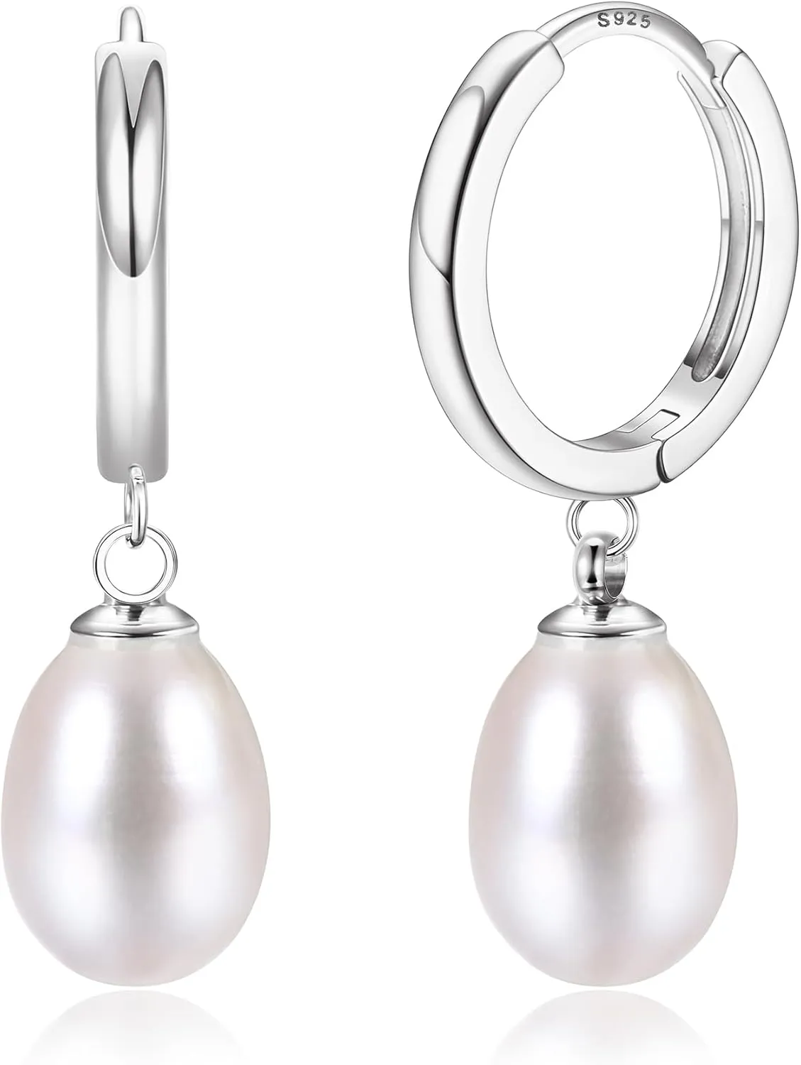 14K Gold Plated S925 Sterling Silver Drop Dangle Earrings for Women - Hypoallergenic Dainty Gold Huggie Hoop Earring CZ Heart Pearl Clam Shell Dainty Charm Drop Dangle Earrings Jewelry Gift