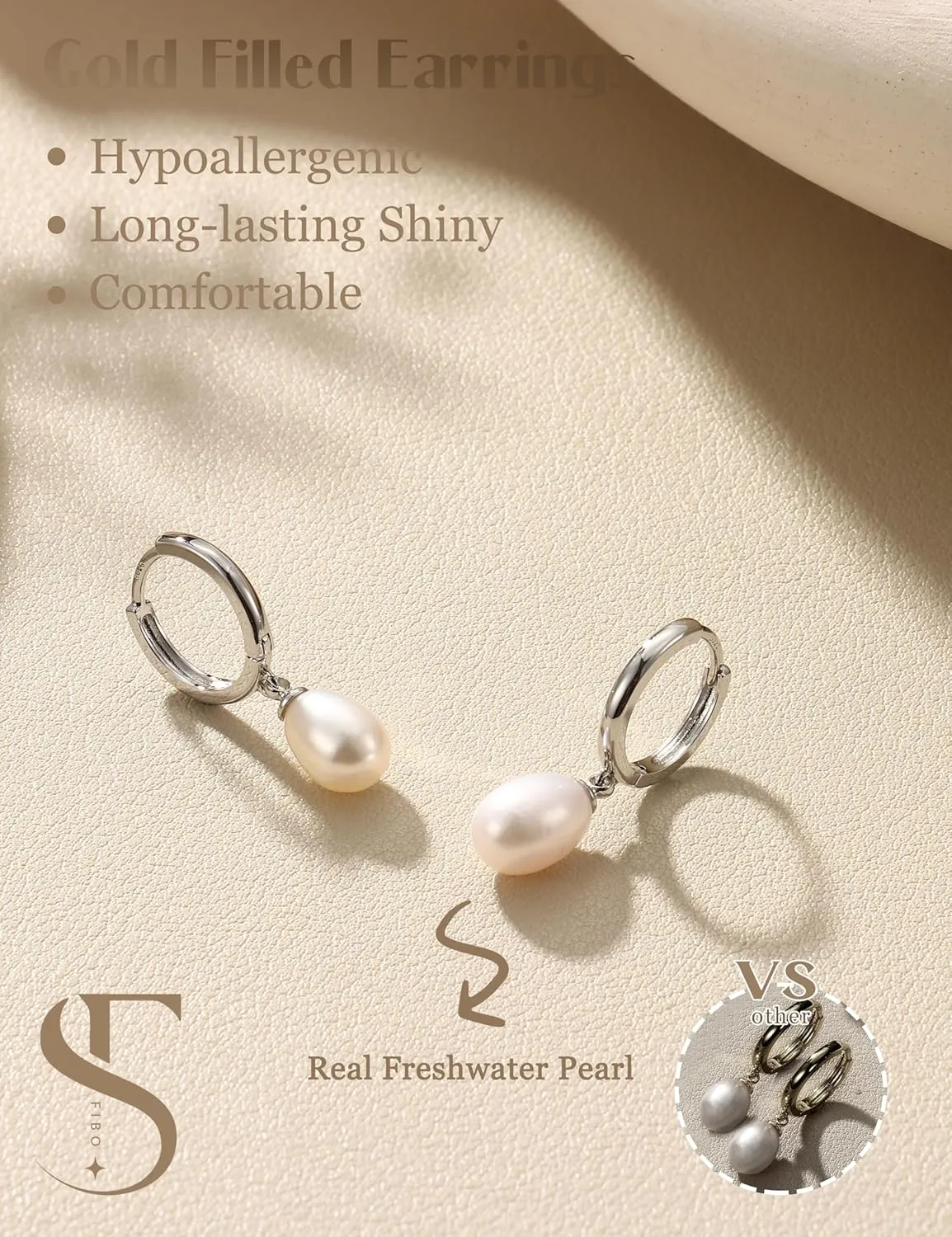 14K Gold Plated S925 Sterling Silver Drop Dangle Earrings for Women - Hypoallergenic Dainty Gold Huggie Hoop Earring CZ Heart Pearl Clam Shell Dainty Charm Drop Dangle Earrings Jewelry Gift