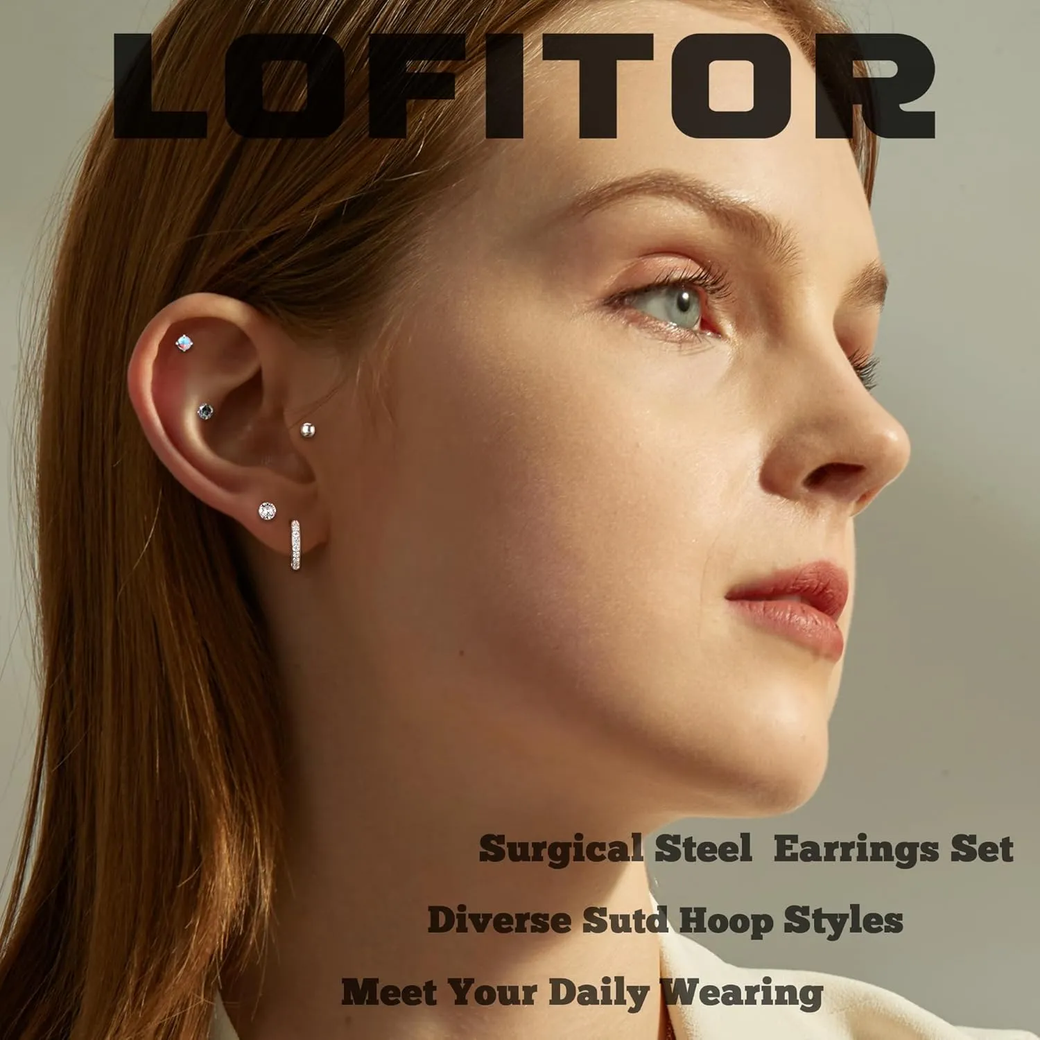 16 Pairs Surgical Steel Flat Back Earrings Set for Multiple Piercing Sensitive Ears Cartilage Hypoallergenic Earrings Small Huggie Hoop Earrings CZ Ball Stainless Steel Stud Earrings for Women Men
