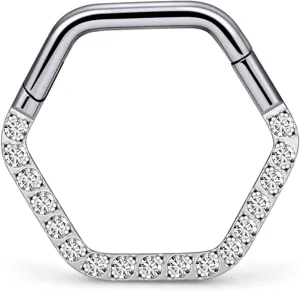 16G G23 Titanium Septum Rings Hinged Clicker Septum Nose Rings Hoop Helix Daith Cartilage Tragus Earrings Eyebrow Body Piercing Jewelry for Women Men 8mm 10mm