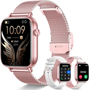 1.85'' Smart Watch for Women with Bluetooth Call (Answer/Dial), Activity Fitness Tracker with 100  Sport Modes Heart Rate/Sleep Monitor Pedometer, Women Smartwatches Compatible Android Phone iPhone