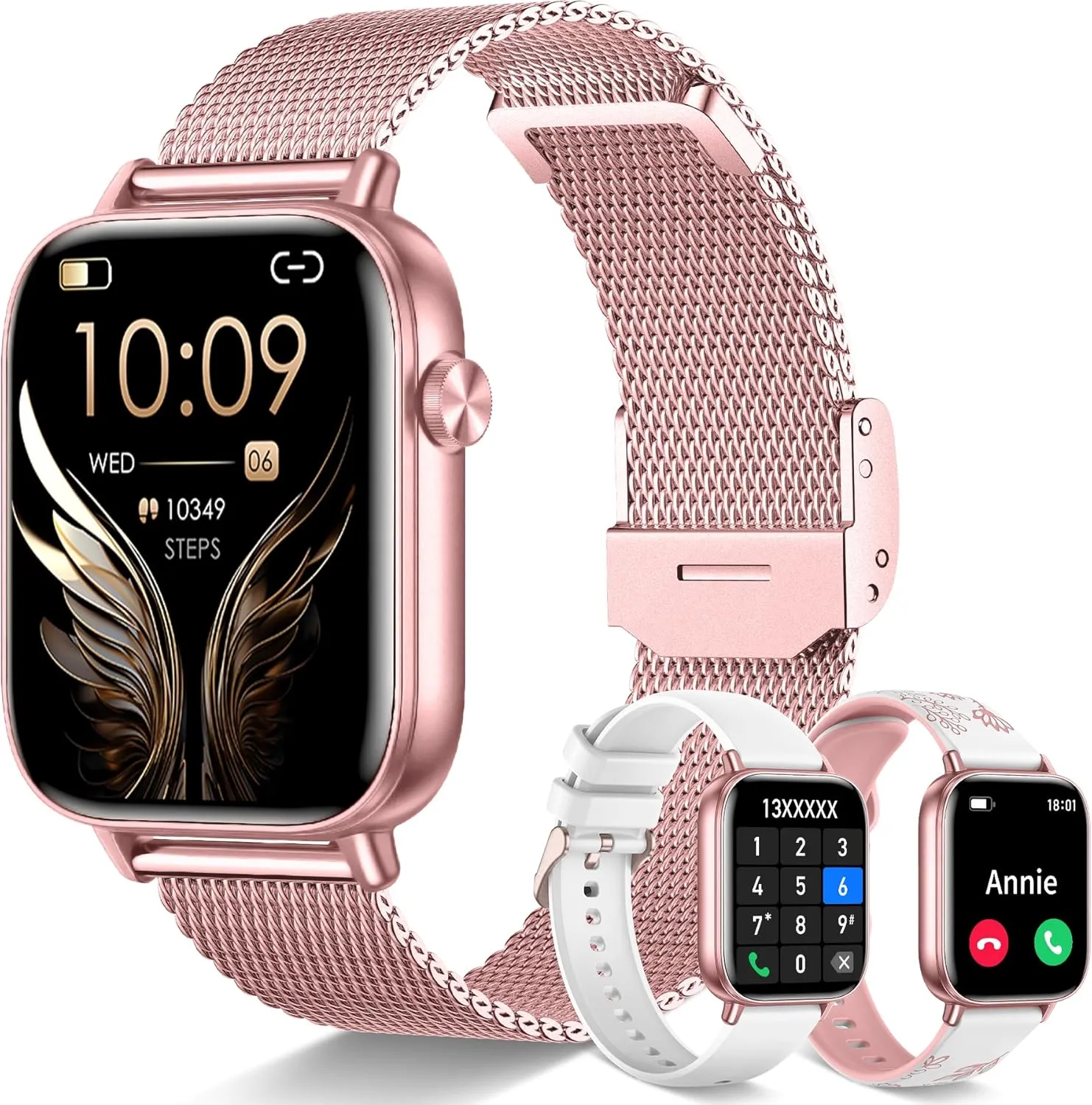 1.85'' Smart Watch for Women with Bluetooth Call (Answer/Dial), Activity Fitness Tracker with 100  Sport Modes Heart Rate/Sleep Monitor Pedometer, Women Smartwatches Compatible Android Phone iPhone