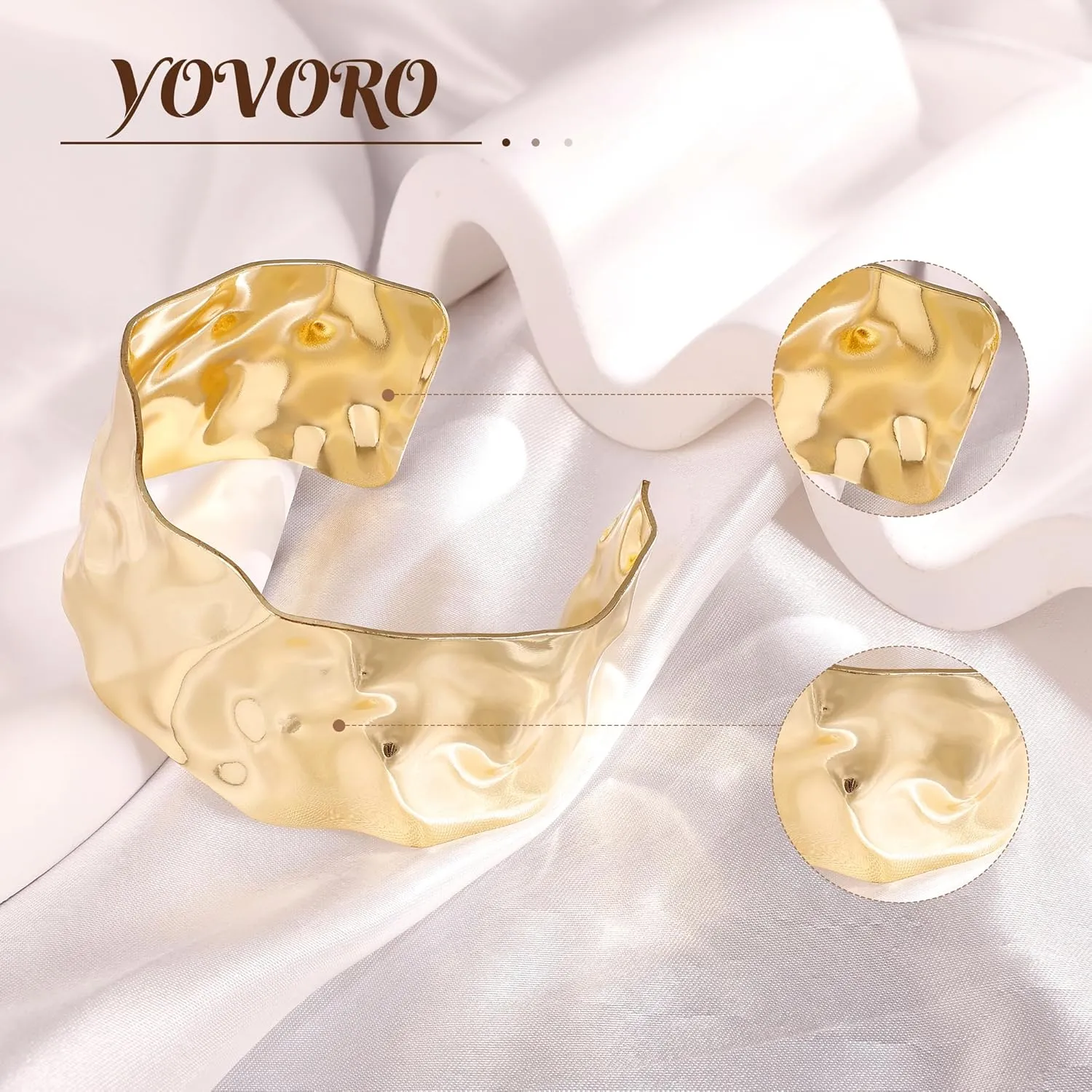 18K Gold Plated Cuff Bracelets for Women Open Adjustable Gold Cuff Bangle Bracelets Thick Hammered Wrist Cuff Bracelets Thin Minimalist Gold Cuff Bracelet