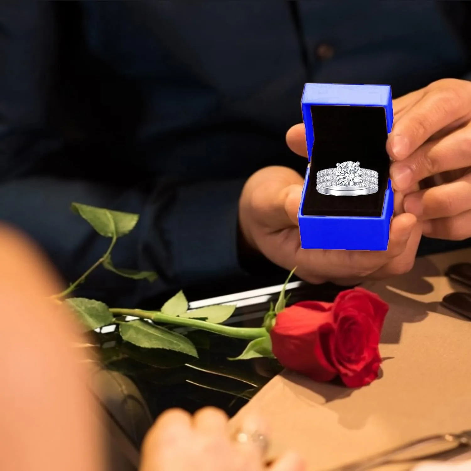 2 CT Round/Cushion Cubic Zirconia Engagement Rings for Women, 18K White Gold Plated Fake Diamond Wedding Engagement Promise Bridal Wedding Rings Set for Her Lover Wife Girlfriend Gifts