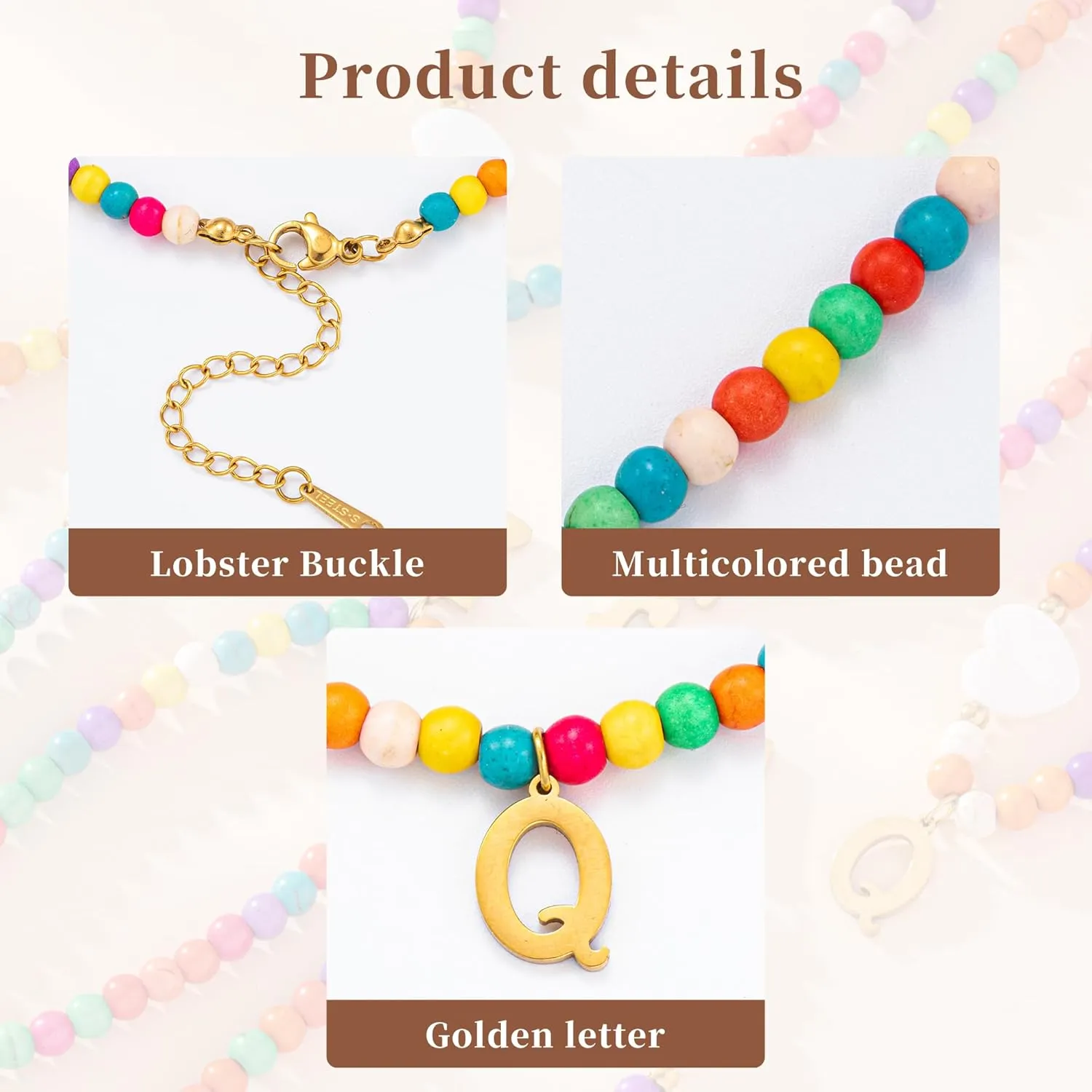 2 Initial Necklaces for Women 1 Colorful Beaded Choker 1 Gold Plated Name Letter Necklaces Cute Trendy Initial Necklace Jewelry for Gifts