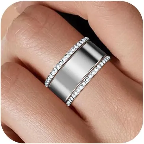 2-Pack 14K Gold Plated Stacking Rings for Oura Ring Gen 4/Oura Ring Gen 3, Cubic Zirconia Simulated Diamond Oura Stack Rings for Women