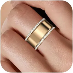 2-Pack 14K Gold Plated Stacking Rings for Oura Ring Gen 4/Oura Ring Gen 3, Cubic Zirconia Simulated Diamond Oura Stack Rings for Women