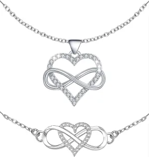 2 Pcs Infinity Love Necklace and Bracelet Jewelry Sets Gifts for Women