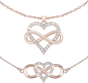 2 Pcs Infinity Love Necklace and Bracelet Jewelry Sets Gifts for Women