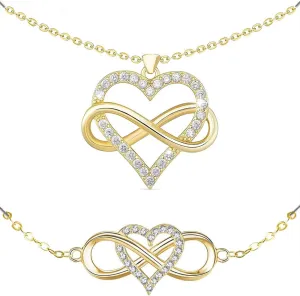 2 Pcs Infinity Love Necklace and Bracelet Jewelry Sets Gifts for Women