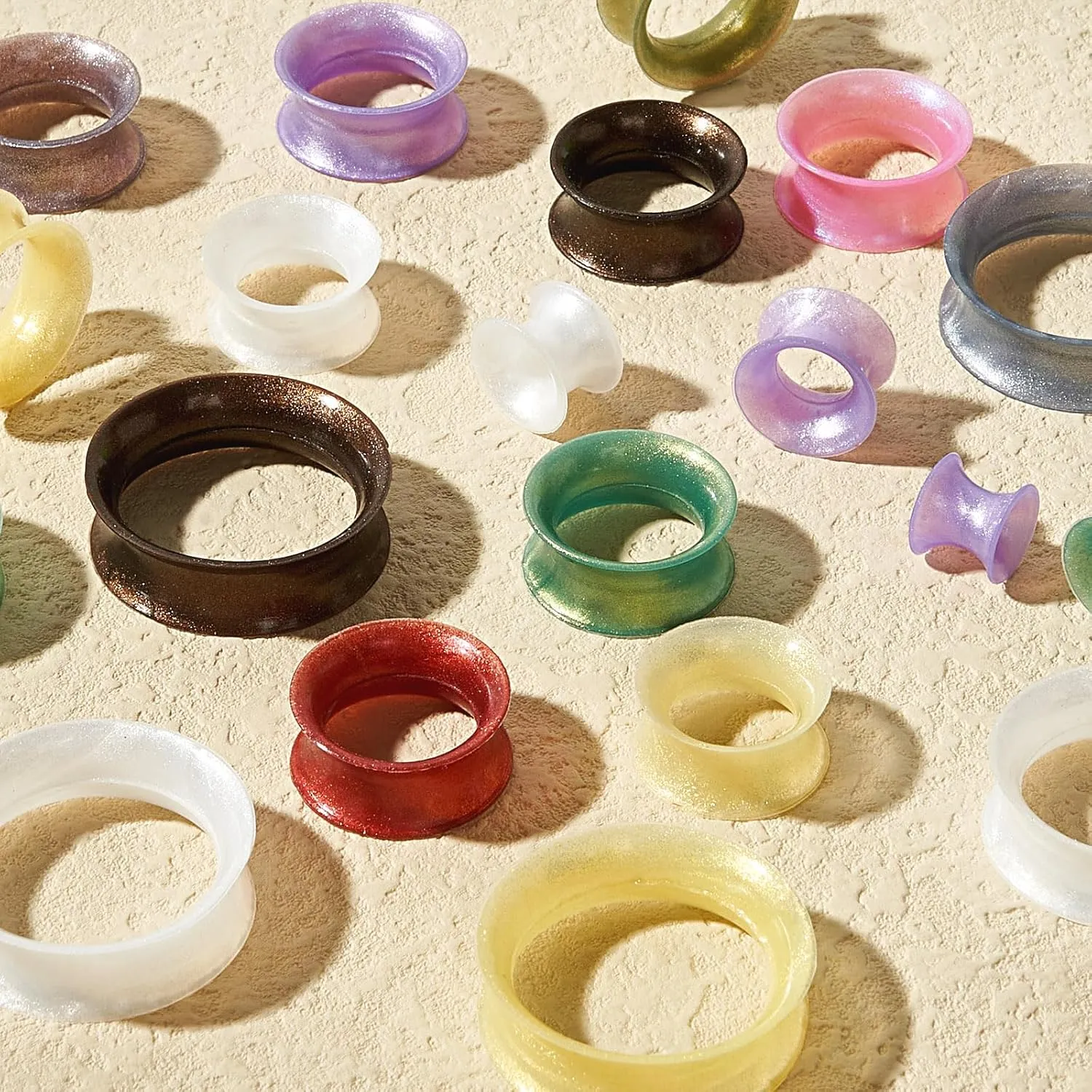 24PCS Pearl Glossy Silicone Ear Tunnels Gauges for Ears Double Flared Flexible Ear Plugs Stretchers Body Piercing Jewelry for Women Men Size 2g-5/8