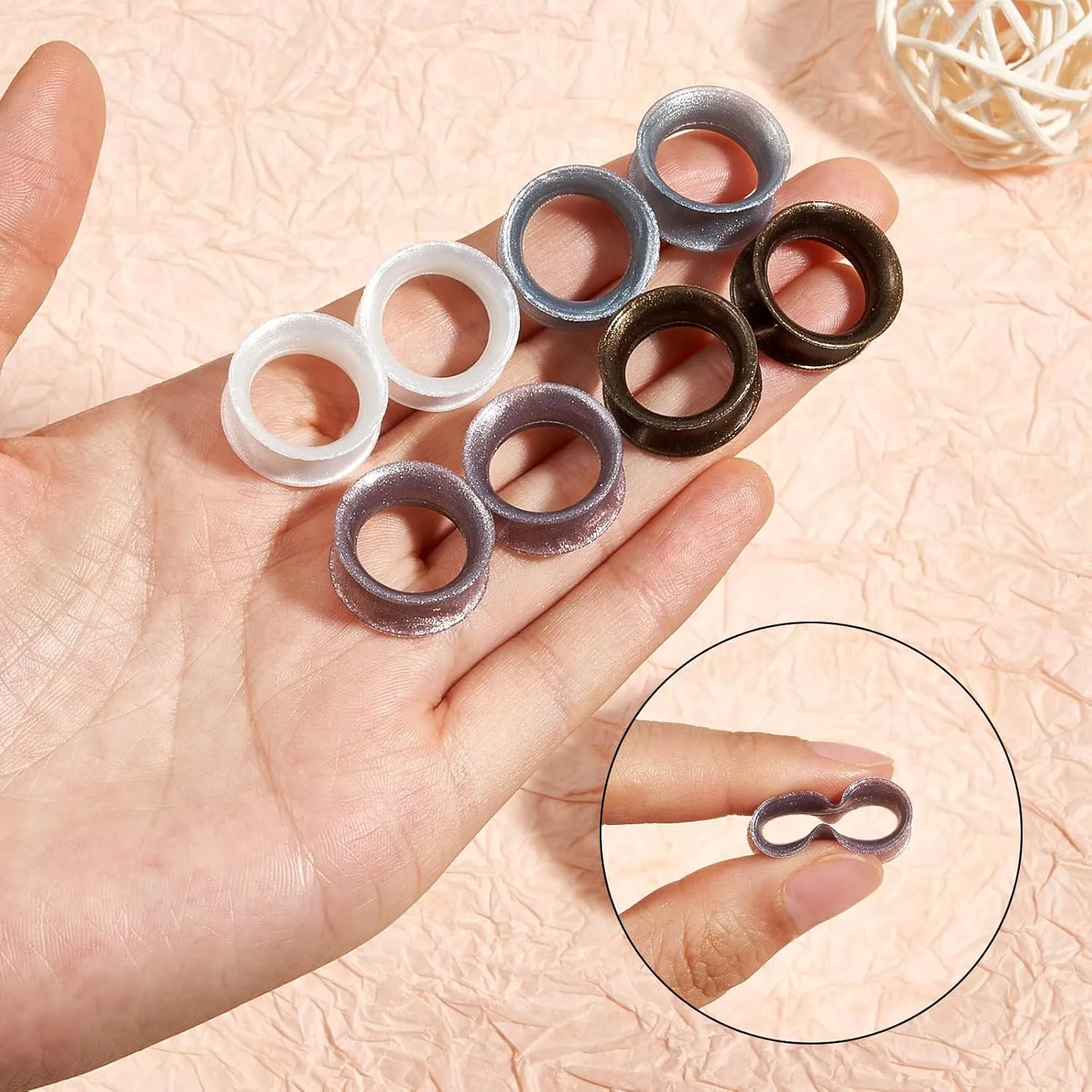 24PCS Pearl Glossy Silicone Ear Tunnels Gauges for Ears Double Flared Flexible Ear Plugs Stretchers Body Piercing Jewelry for Women Men Size 2g-5/8
