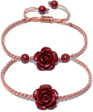 2Pcs Best Friends Friendship Bracelets Matching Bracelets for Best Friends BFF Long Distance Matching Rose Bracelets Friendship Gifts for Women