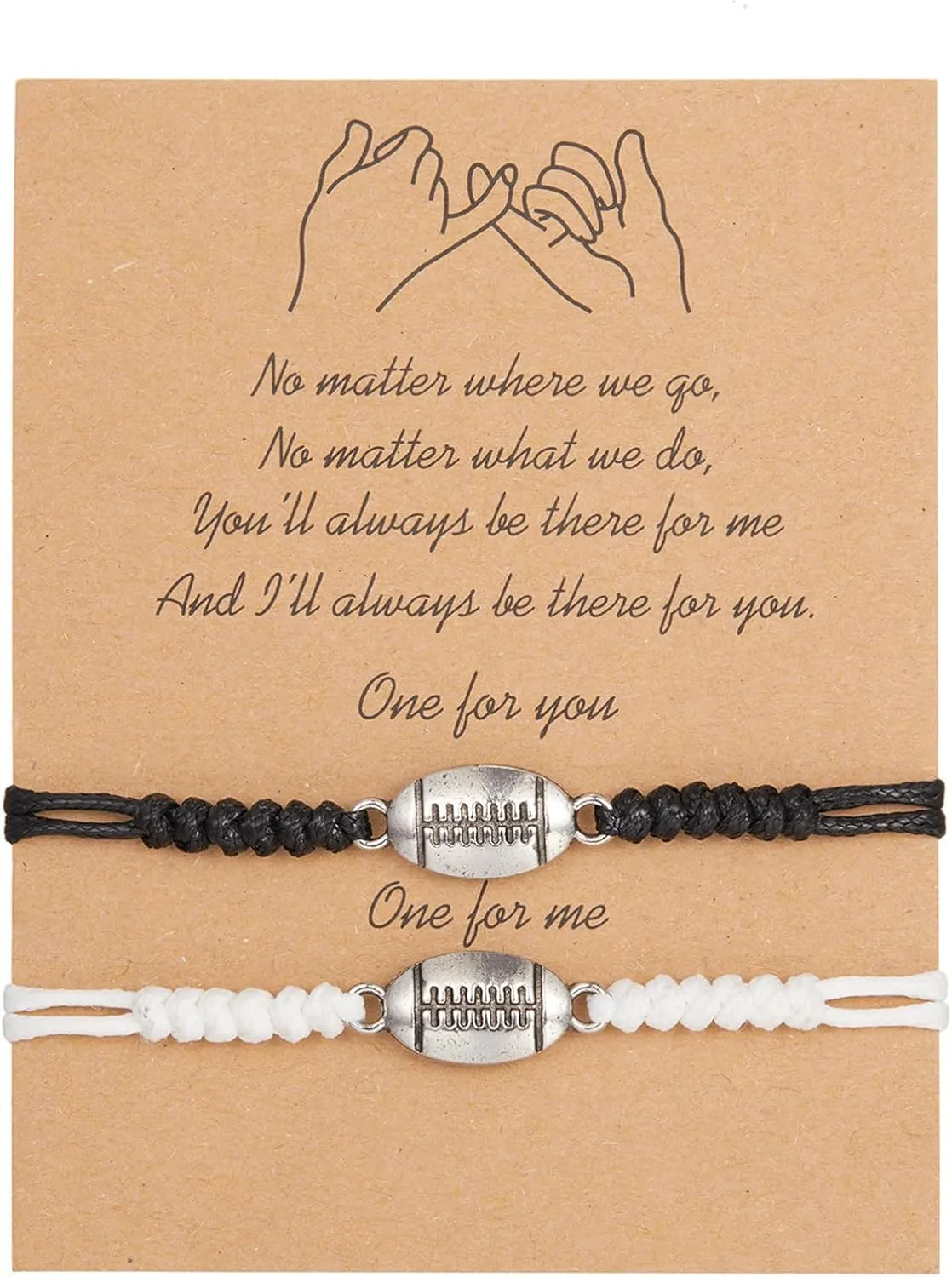 2Pcs BFF Bracelets for 2 Soccer Friendship Bracelets for Men Matching Football Bracelets Rugby Best Friend Bracelet White Black String Bracelet Basketball Bracelet
