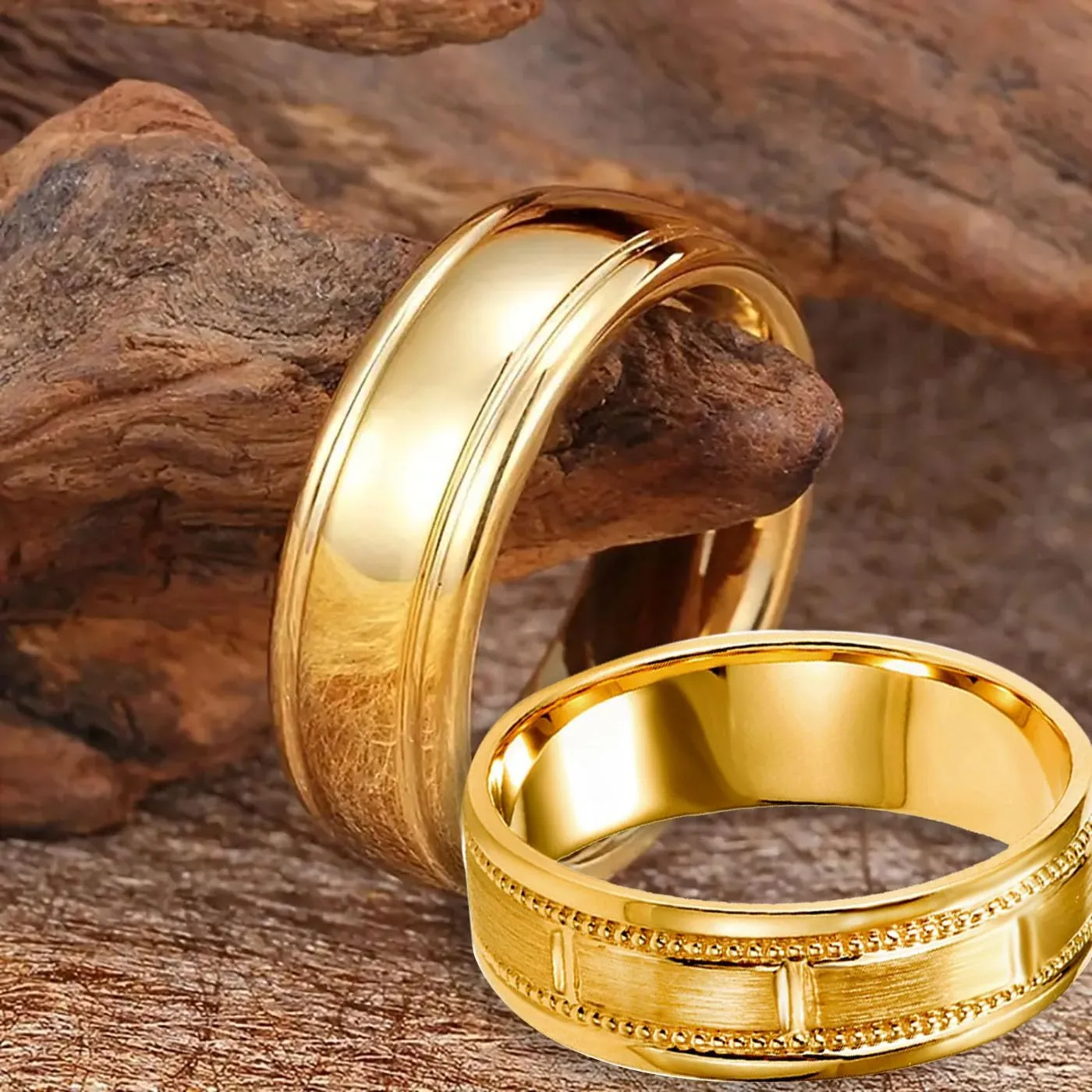 2PCS Matching Couple Rings for Women Promise Rings Wedding Bands Engagement Wedding Ring Sets for Him and Her Matching Couples Rings