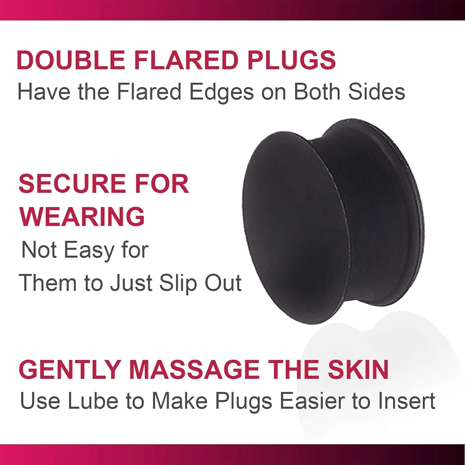 3 Pairs Ear Plug Skin White Black Sili Double Flare Earring Solid Gauges Ears Tunnel Exper Piercing More Size Options