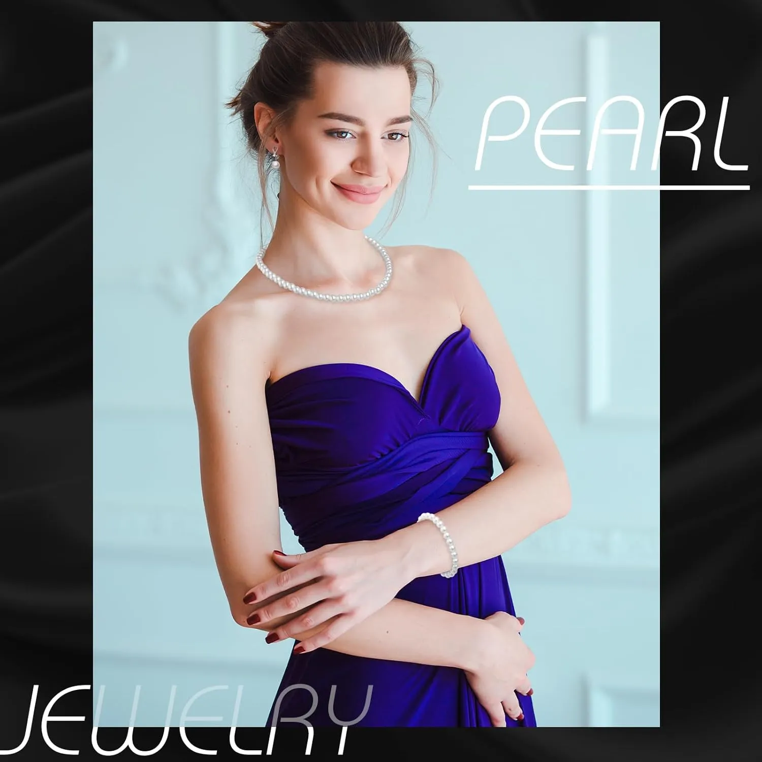 3 Pcs 1920s Faux Pearl Strand Costume Jewelry Sets Simulated Pearl Necklace Bracelet Earrings for Women