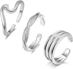 3Pcs Gold Toe Rings for Women Adjustable size Hypoallergenic Small Toe Ring Dainty Stainless Steel Toe ring Summer Beach Barefoot Jewelry