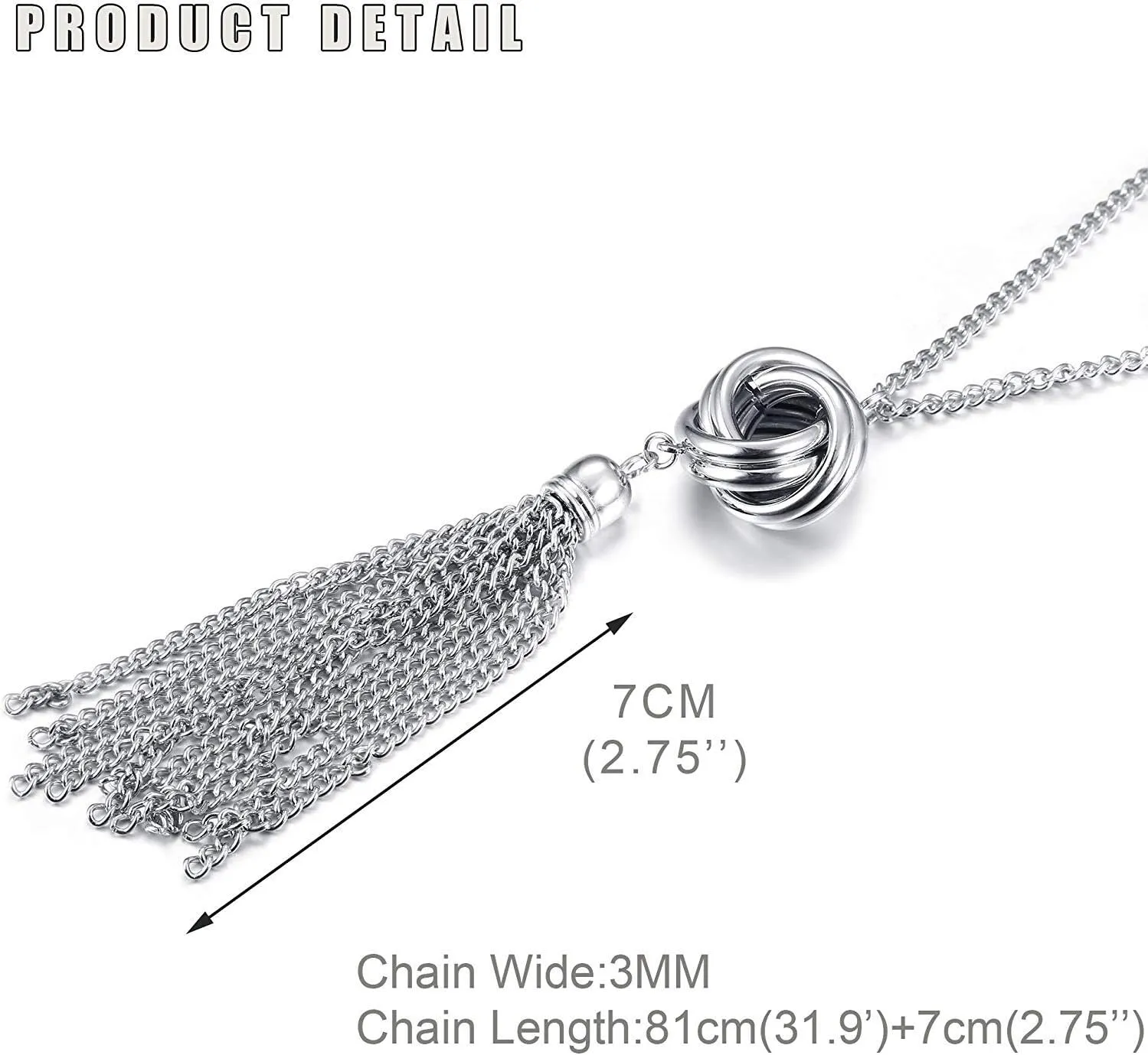 3PCS Long Pendant Necklaces for Women Disk Circle Pendant Triple Stack Pendant Necklace Tassel Sweater Necklace Statement Necklace Y Necklaces Set