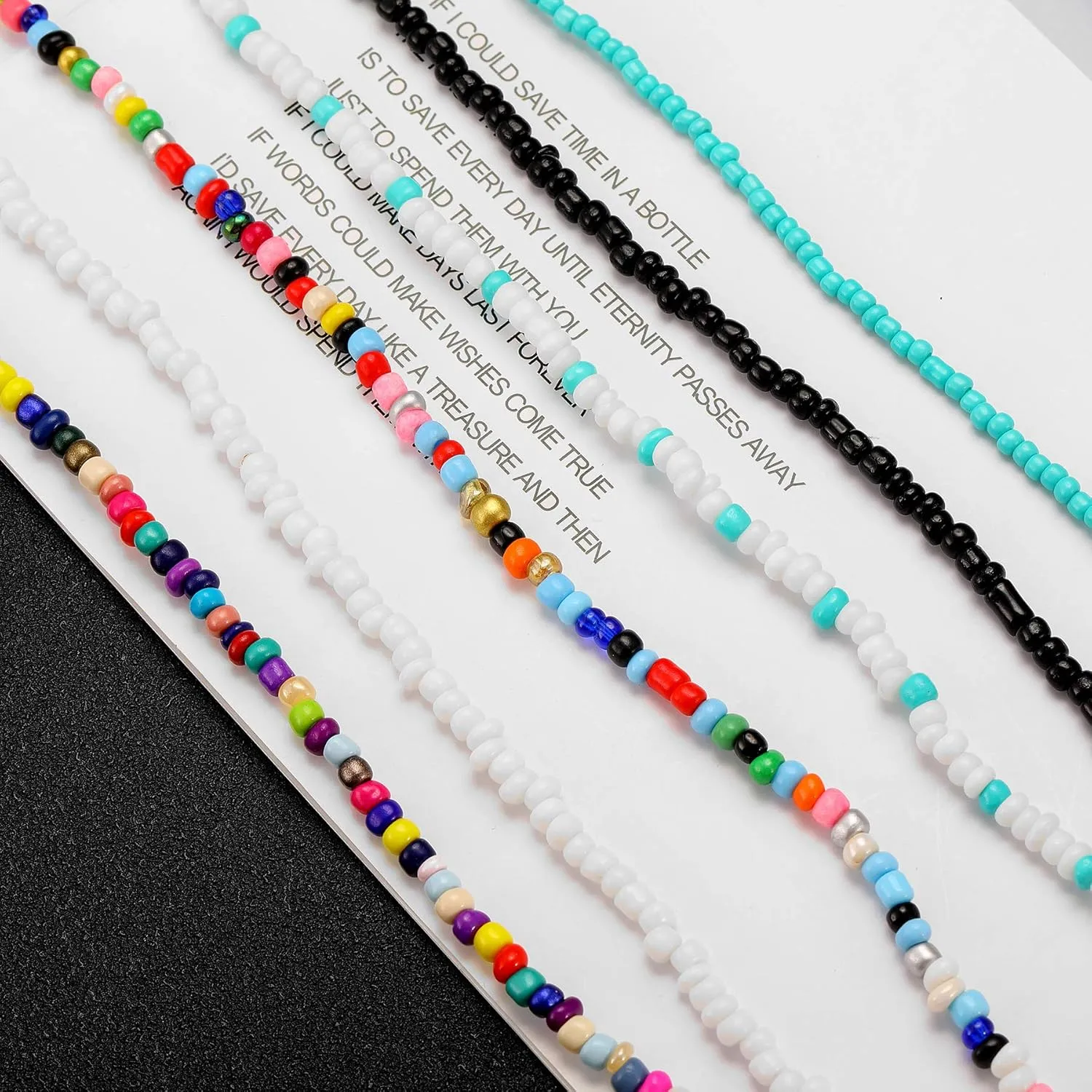 4-12 Pieces Beaded Choker Necklaces for Women Boho Seed Bead Choker Set Hawaiian Handmade Turquoise Beach Beads Necklace Chain Jewelry