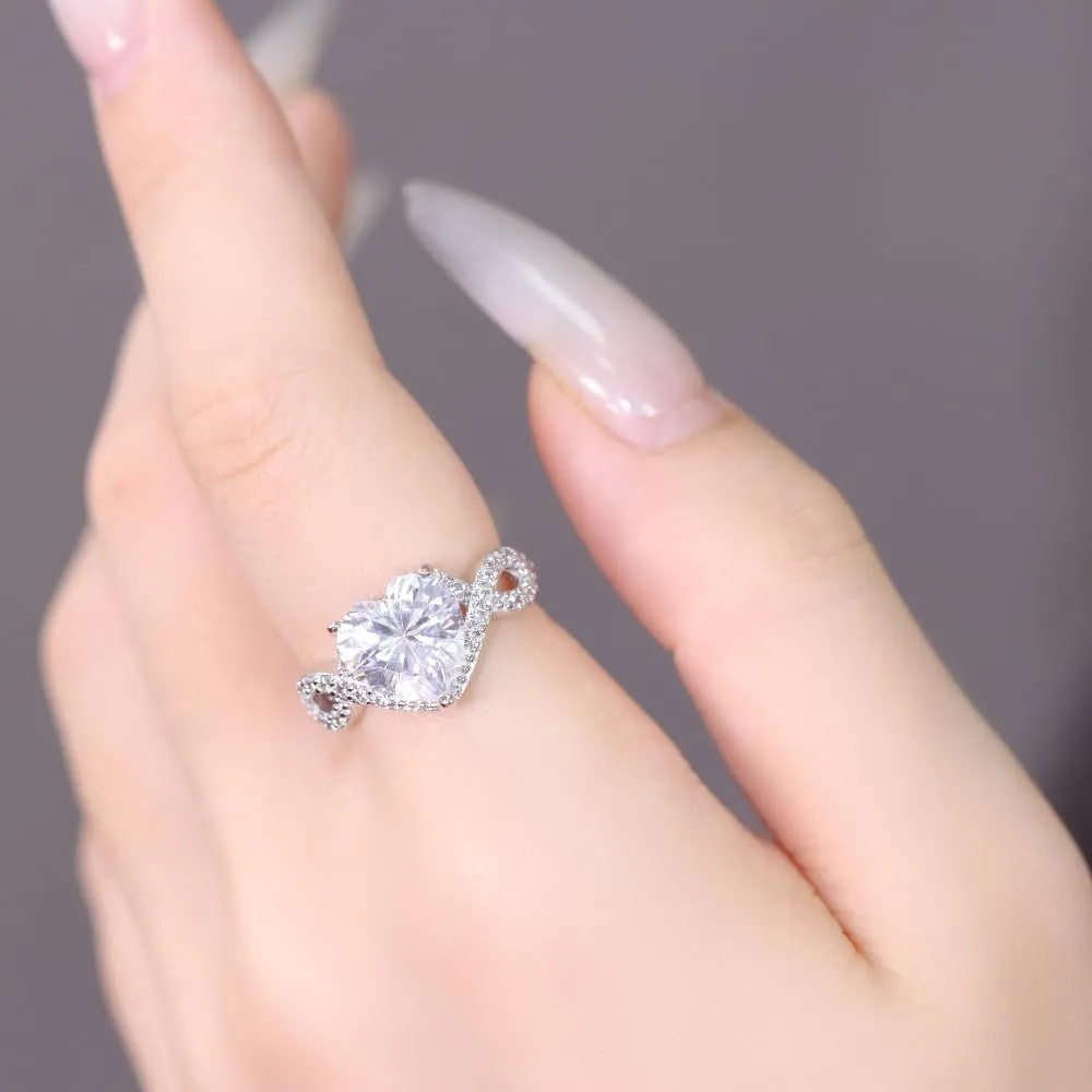 4CT Heart Engagement Rings for Women 925 Sterling Silver Promise Rings for Her 5A CZ Cubic Zircon Statement Wedding Rings Set for Women Christmas Mom Valentine's Day Gifts