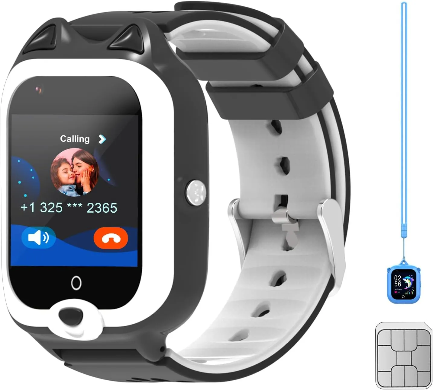 4G Kids Smart Watches with Silicone Shell Lanyard for Young Girls Boys, Simple Kids Phone Watch with Limited Functions Call and Text, GPS Tracker, Camera, Pedometer, Games