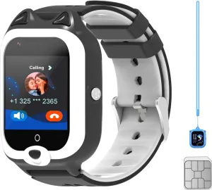 4G Kids Smart Watches with Silicone Shell Lanyard for Young Girls Boys, Simple Kids Phone Watch with Limited Functions Call and Text, GPS Tracker, Camera, Pedometer, Games
