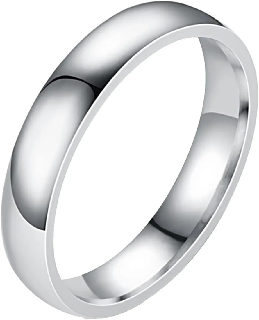 4mm Arc Stainless Steel Smooth Face Ring Titanium Steel Couple Ring Wide Rings for Women (B, One Size)