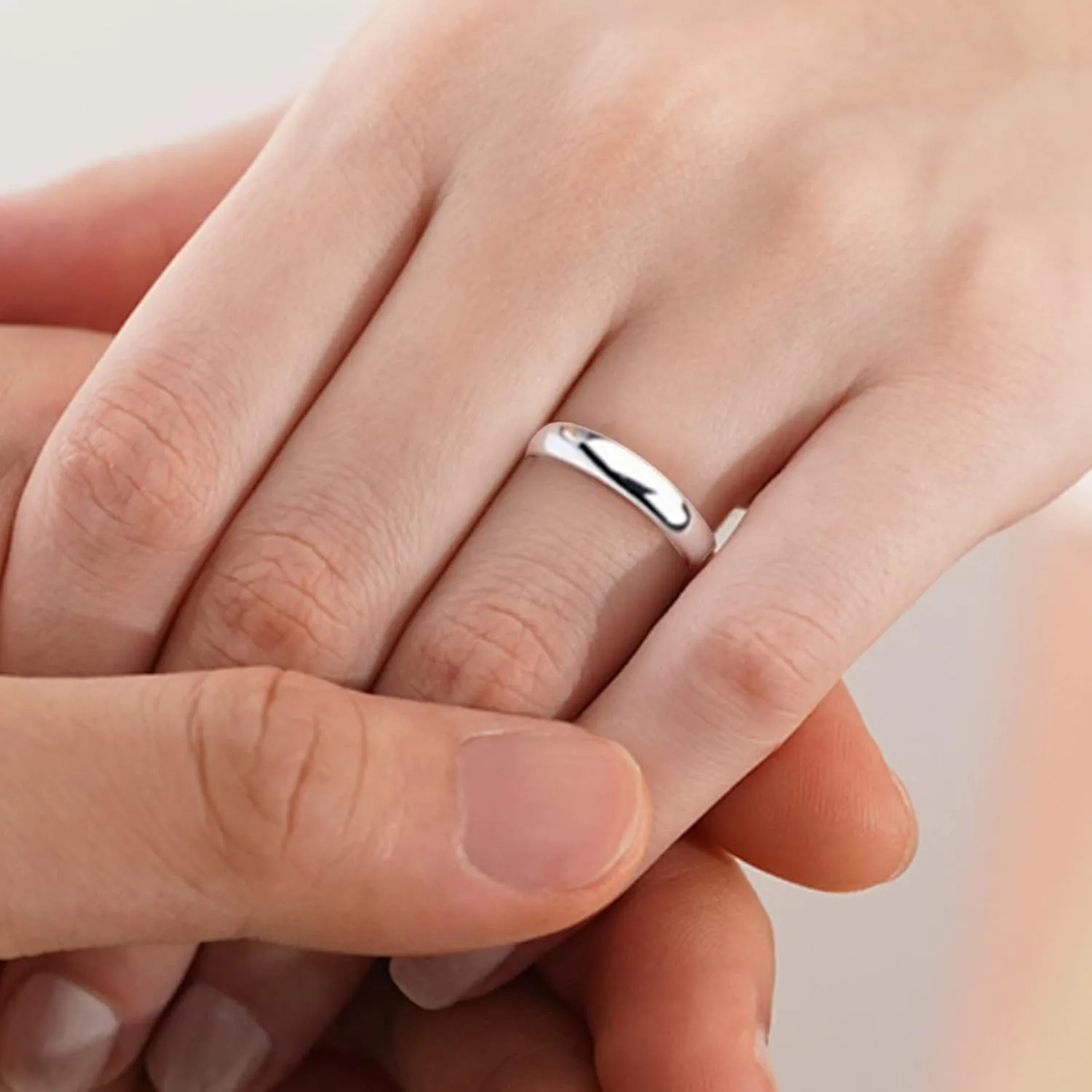 4mm Arc Stainless Steel Smooth Face Ring Titanium Steel Couple Ring Wide Rings for Women (B, One Size)