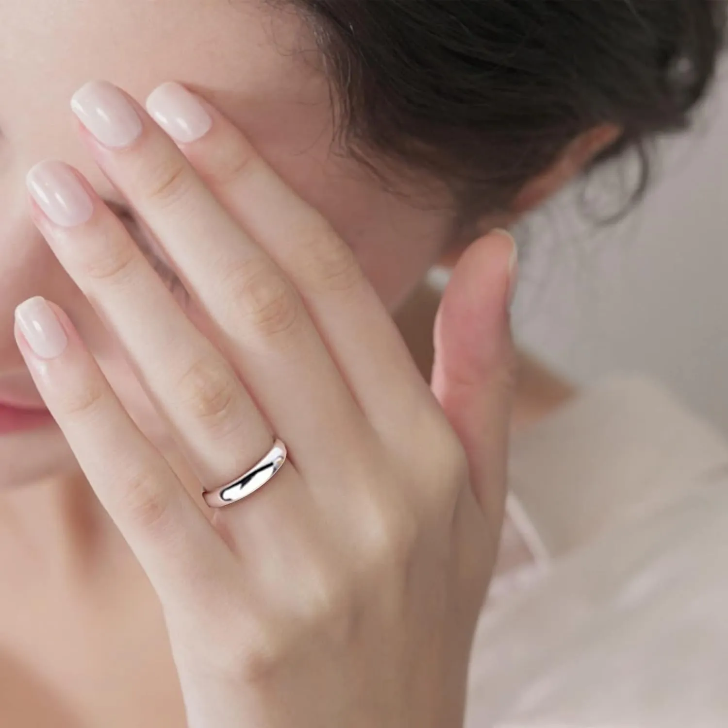 4mm Arc Stainless Steel Smooth Face Ring Titanium Steel Couple Ring Wide Rings for Women (B, One Size)