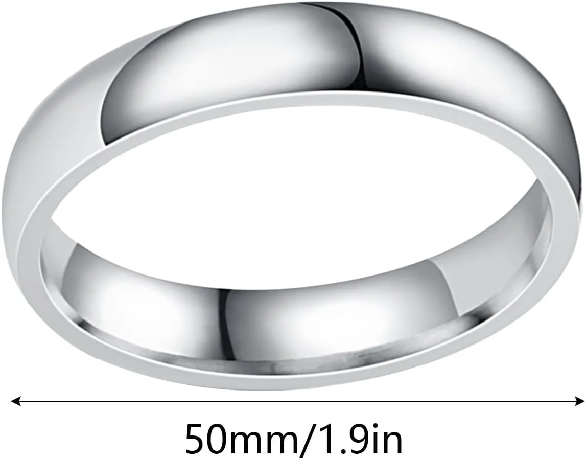 4mm Arc Stainless Steel Smooth Face Ring Titanium Steel Couple Ring Wide Rings for Women (B, One Size)