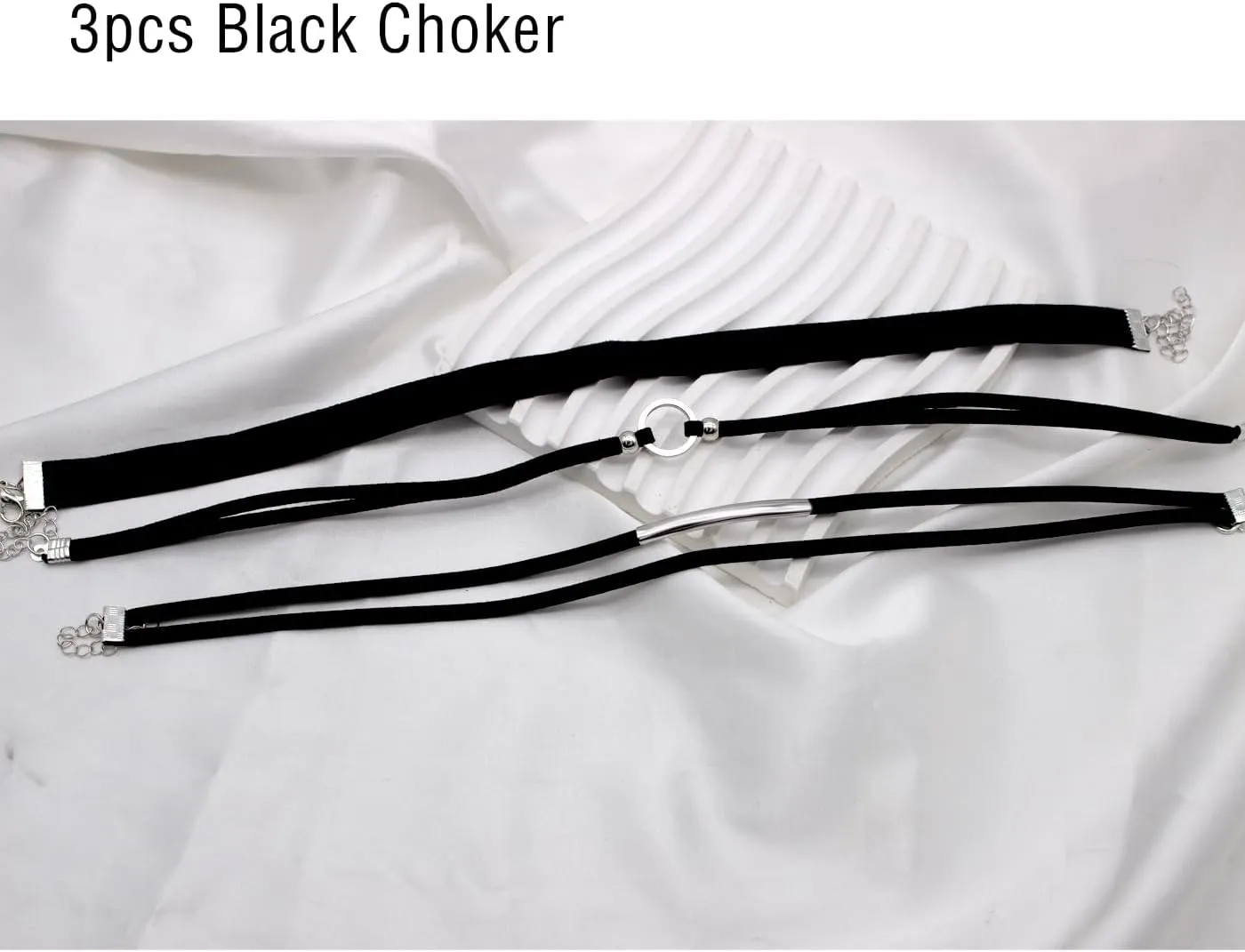 4PCS Black Choker for Women Black Lace Velvet Chocker Set Layered Classic Choker Necklace Velvet Collar Adjustable Gothic Chokers