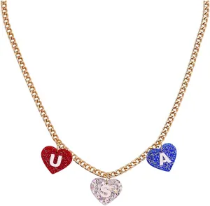 4th of July Necklaces for Women Gold Independence Day Necklace Red White Blue Choker Necklace Independence Day Patriotic Necklaces Patriotic Jewelry Costume Accessories