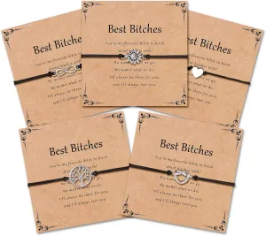 5 Pcs Best Friend Bracelets Heart sunflower love knot Bff Matching Bracelets for Women Friendship bracelets Jewelry graduation gifts with Gift Card
